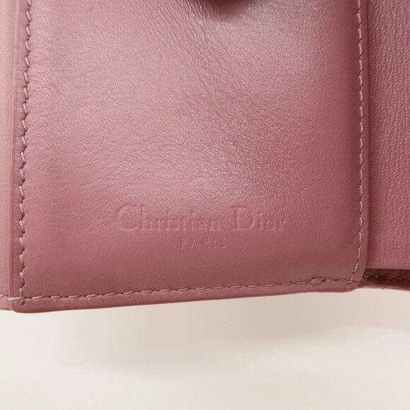 ❤️Christian Dior Lady Dior Canage Patent Leather Tri-fold Wallet Pink ❤️ - Picture 16 of 16
